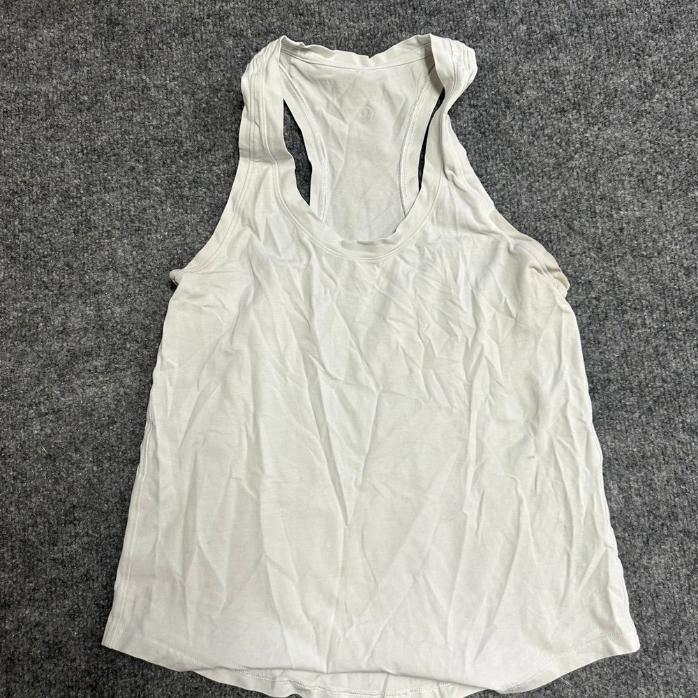 Lululemon Tank Top Womens Size 4 White Racerback Slim Fit Athletic Yoga Workout